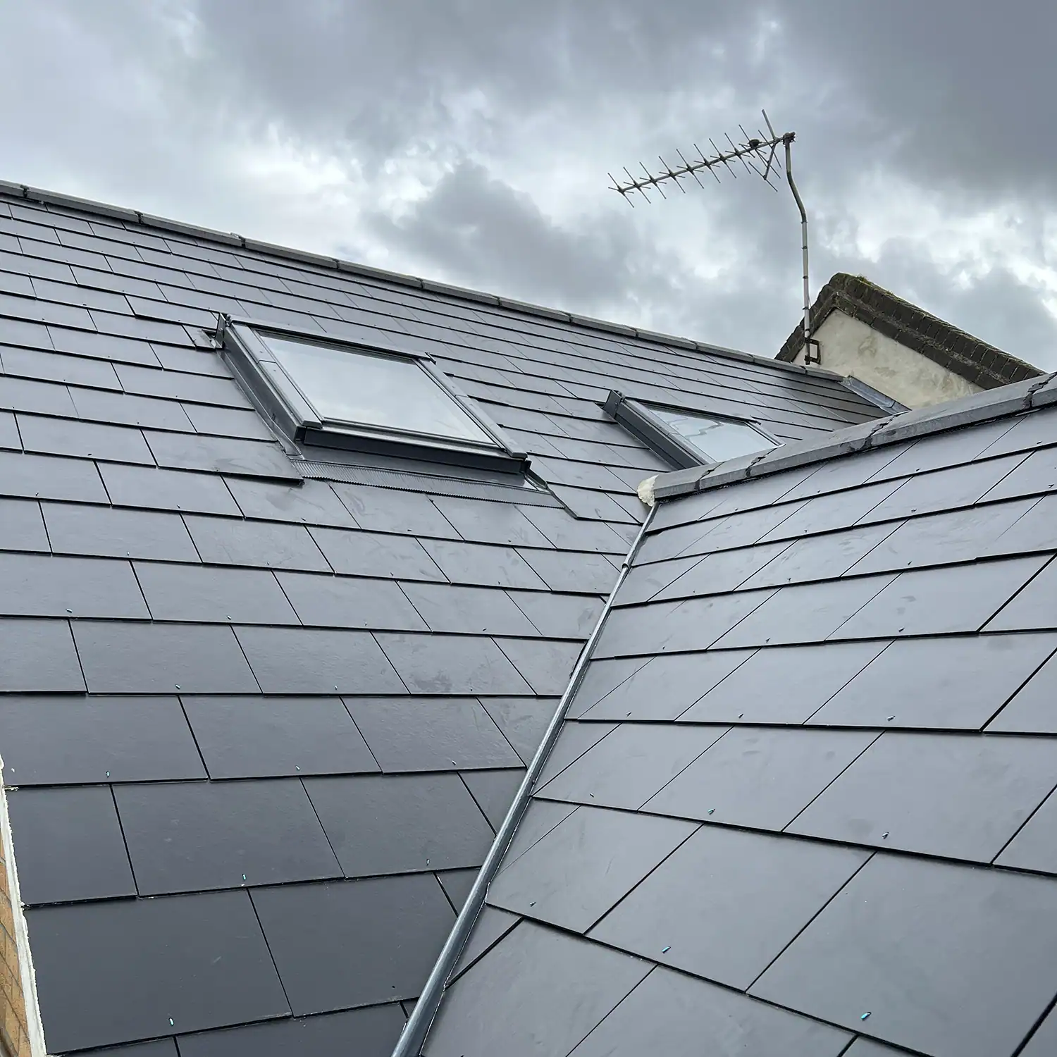 Rooflight loft conversion with slate tiles