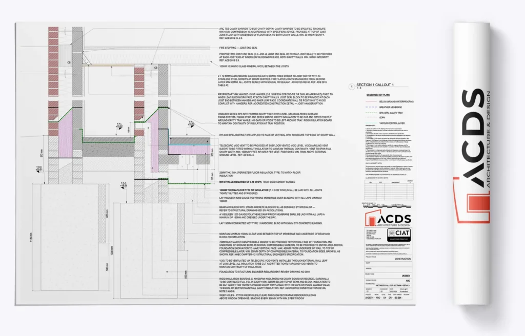 New Build level threshold construction detail